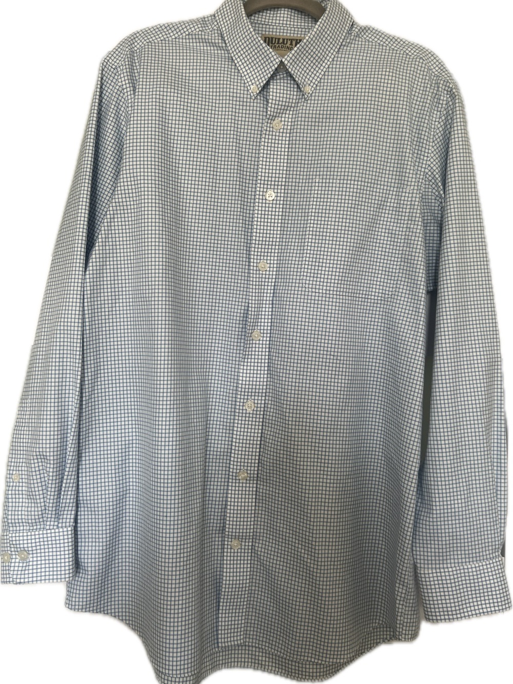 Duluth Trading Co Wrinklefighting / Blue & White Check Button-Down